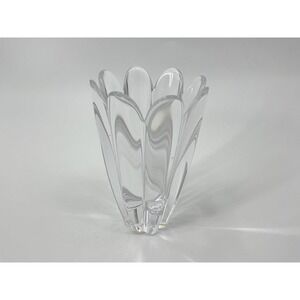 Orrefors Sweden Clear Crystal Petal Vase 6" Heavy Scandinavian Art Glass